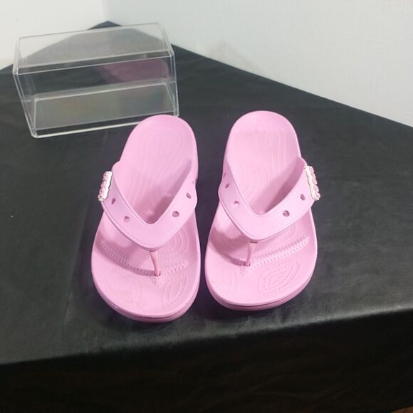 Crocs Mens SZ 11 Pink Comfort Classic Thong Flip Flops Waterproof Sandals . - Picture 1 of 6